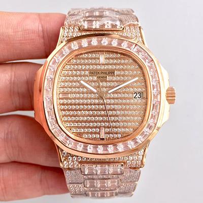 Patek Philippe Nautilus Jumbo 5719/1G-001 Rose Gold Diamonds Dial Replica Watch - UK Replica