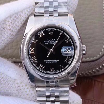 Rolex Datejust 116234 36mm AR Factory Black Dial Rome Time Scale Replica Watch - UK Replica