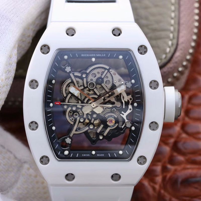 Richard Mille RM055 White Ceramic Skeleton Dial KV Factory V2 Replica Watch - UK Replica