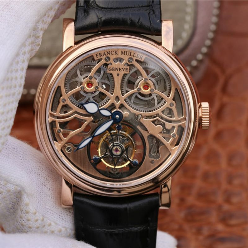 Franck Muller Giga Tourbillon 18K Rose Gold Skeleton Dial Replica Watch - UK Replica