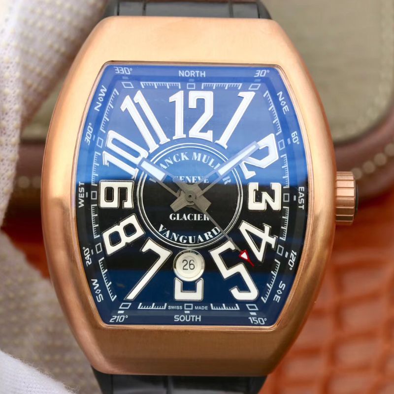 Franck Muller Vanguard V45-02 18K Rose Gold Black Dial Replica Watch - UK Replica