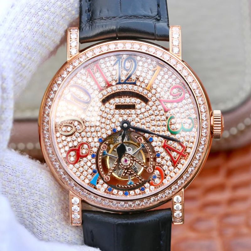 Franck Muller Round Color Dreams Tourbillon 18K Rose Gold Diamond Dial Replica Watch - UK Replica