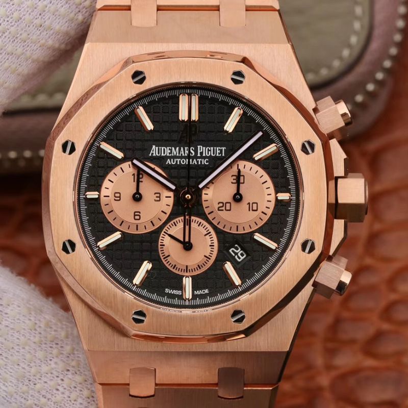 Audemars Piguet Royal Oak Chronograph 18K Rose Gold 26331OR.OO.1220OR OM Factory Black Dial Replica Watch - UK Replica