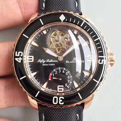 Blancpain Fifty Fathoms Tourbillon 5025-3630-52A Rose Gold Black Dial Replica Watch - UK Replica