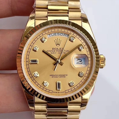 Rolex Day-Date M128238-0008 Yellow Gold EW Factory Champagne Dial Replica Watch