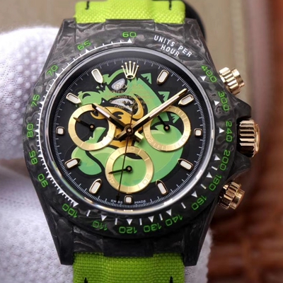 Rolex Daytona Cosmos Chronograph Carbon Fiber Edition Green Exploded Dragon Dial Replica Watch