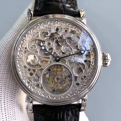 Patek Philippe Tourbillon 316L Stainless Steel Skeleton Dial Replica Watch