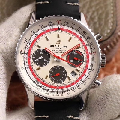 Breitling Navitimer 1 B01 Chronograph 43 TWA Edition AB01219A1G1X1 V9 Factory Silver Dial Replica Watch