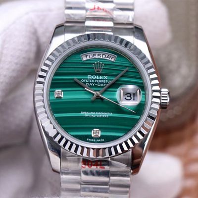 Rolex President Day Date 18038 Malachite Green Diamond Dial Replica Watch