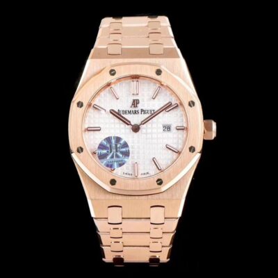 Audemars Piguet Royal Oak Quartz 67650OR.OO.1261OR.01 JF Factory White Dial Replica Watch